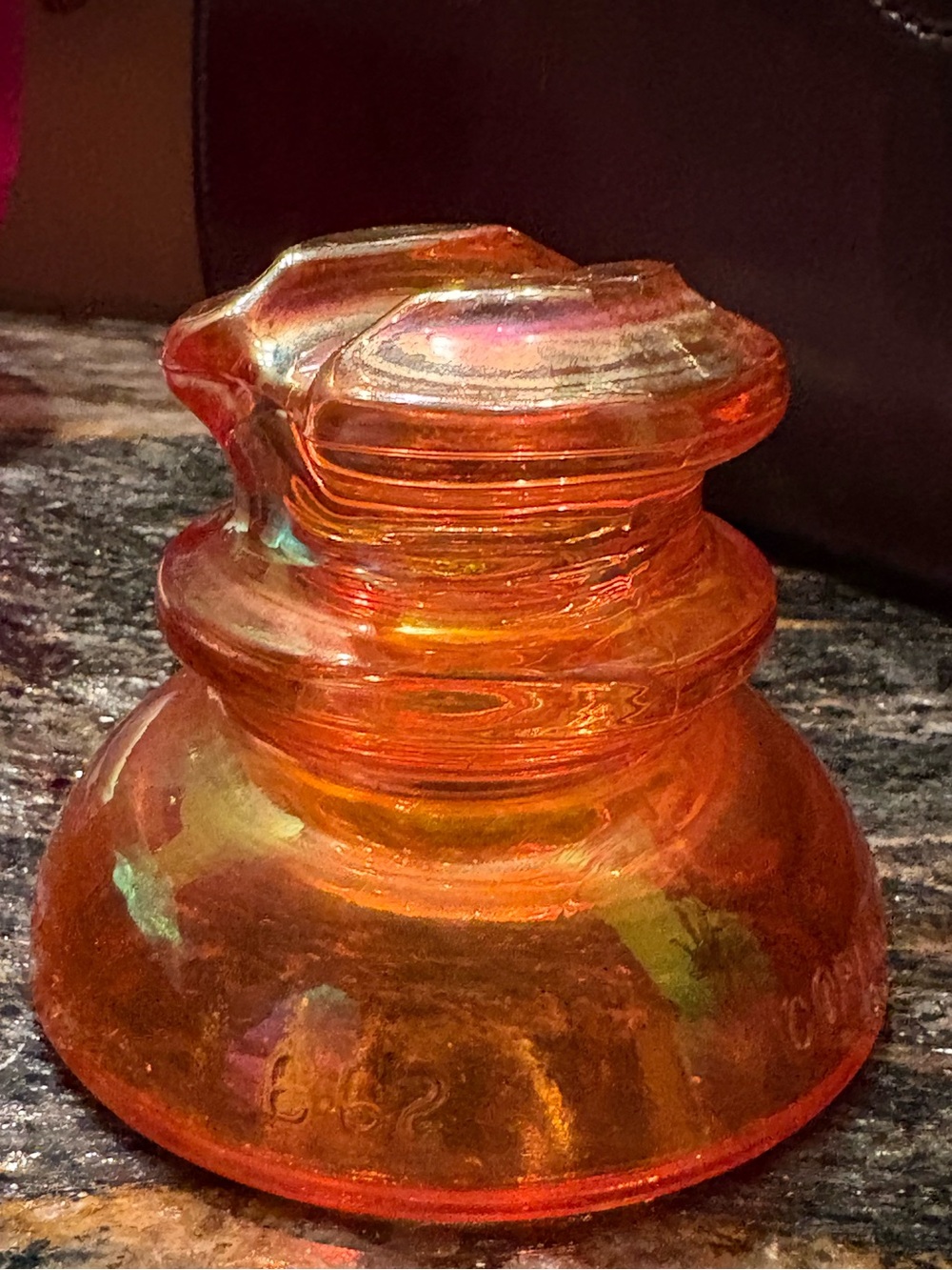 RARE 🔥 Corning Pyrex # 662 Marigold 🧡 Carnival Glass Telephone Insulator